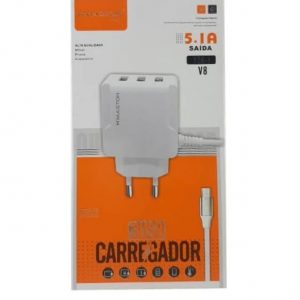 Carregador Cabo V8 5.1A 3 USB CAR-Y26-1 H’maston