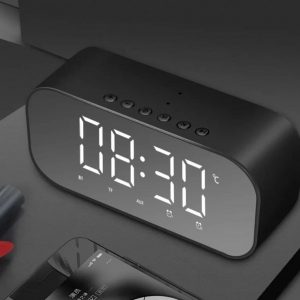 Relógio Despertador Espelho Caixa De Som Bluetooth FM